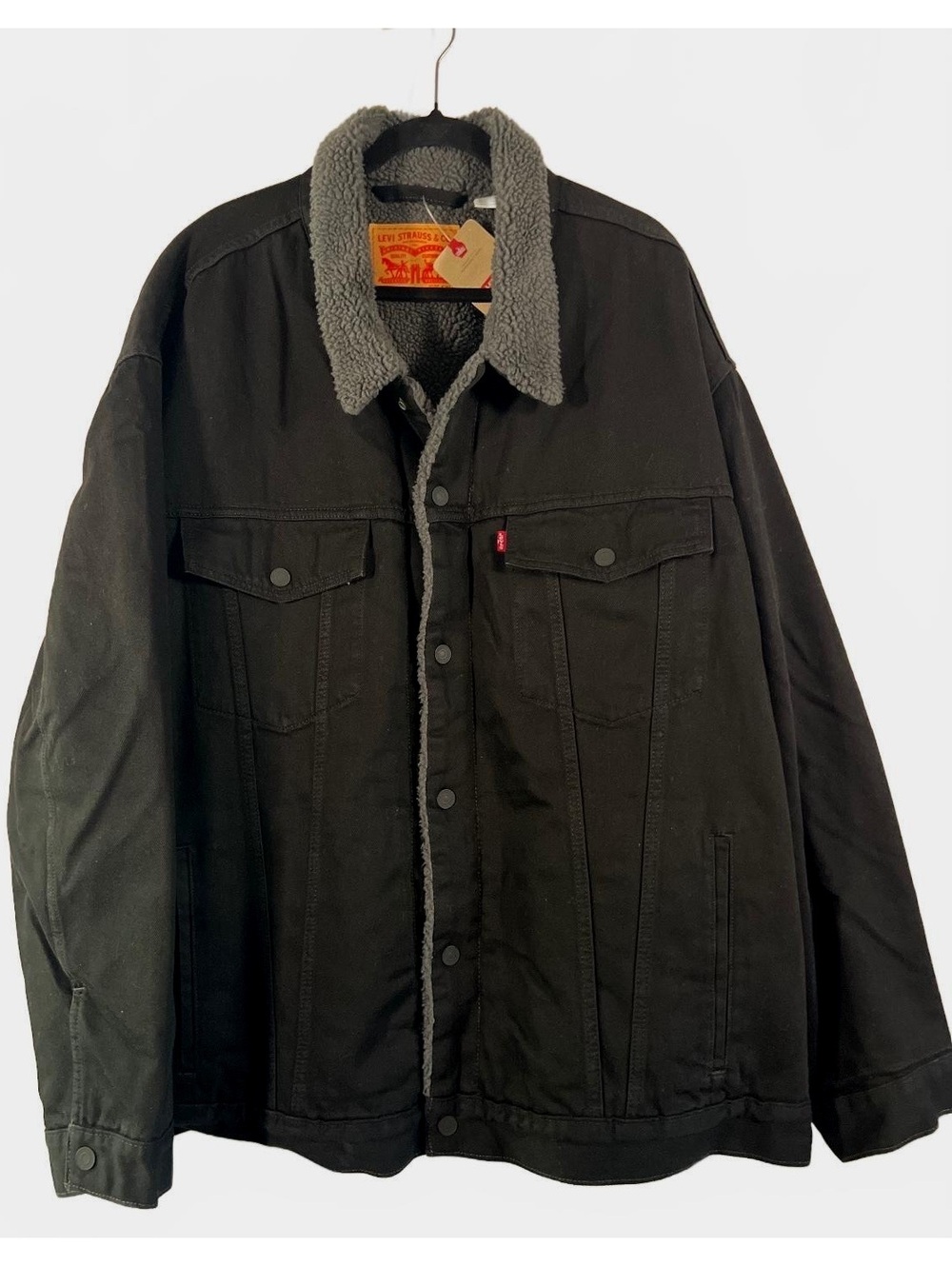 Levi's The Trucker Jacket Standard Fit Black Sherpa Lined Denim Jacket